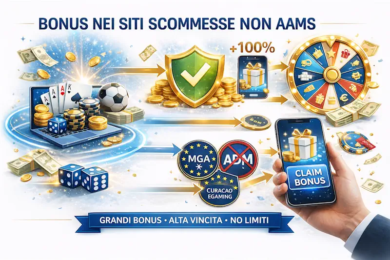 Bonus nei siti scommesse non AAMS: tipologie, wagering e valore reale