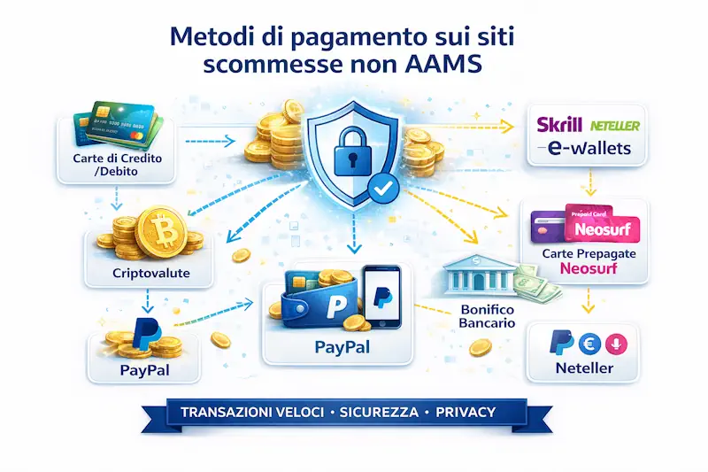 Metodi di pagamento sui siti scommesse non AAMS: deposito, prelievo e crypto